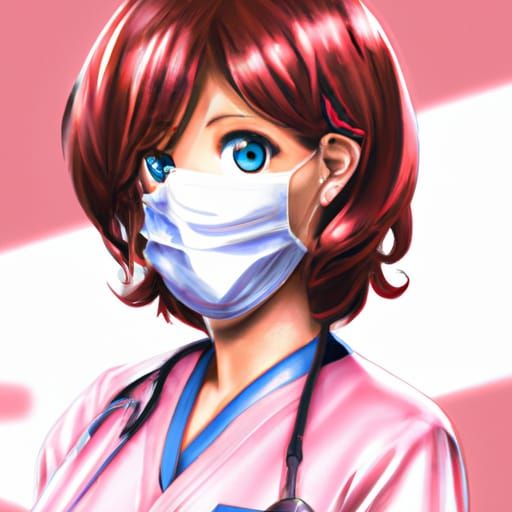 Cute Surgical Nurse Illustration in Studio Ghibli Style