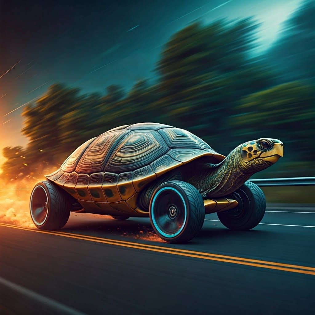 Turbo Turtle: Futuristic Hybrid Rides the Highway