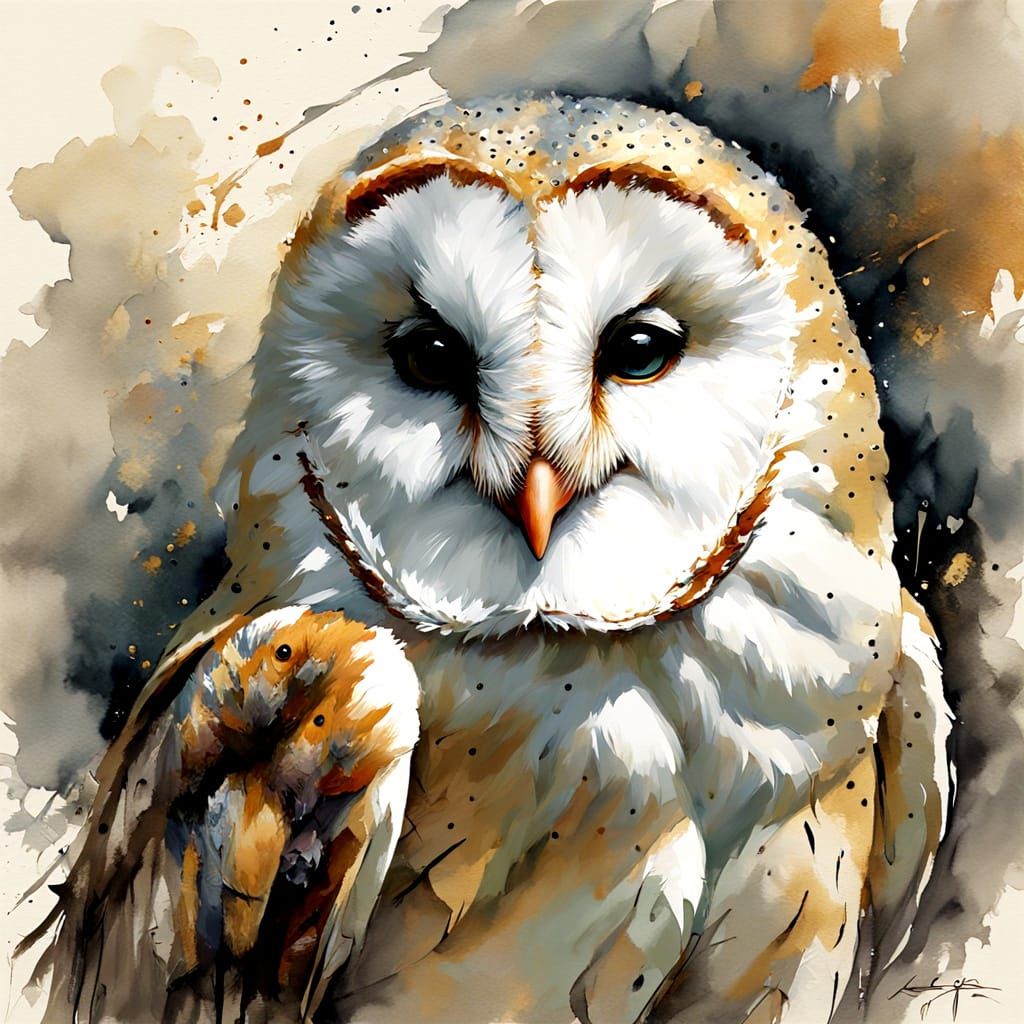 Barn Owl and Mouse in Spring Hues