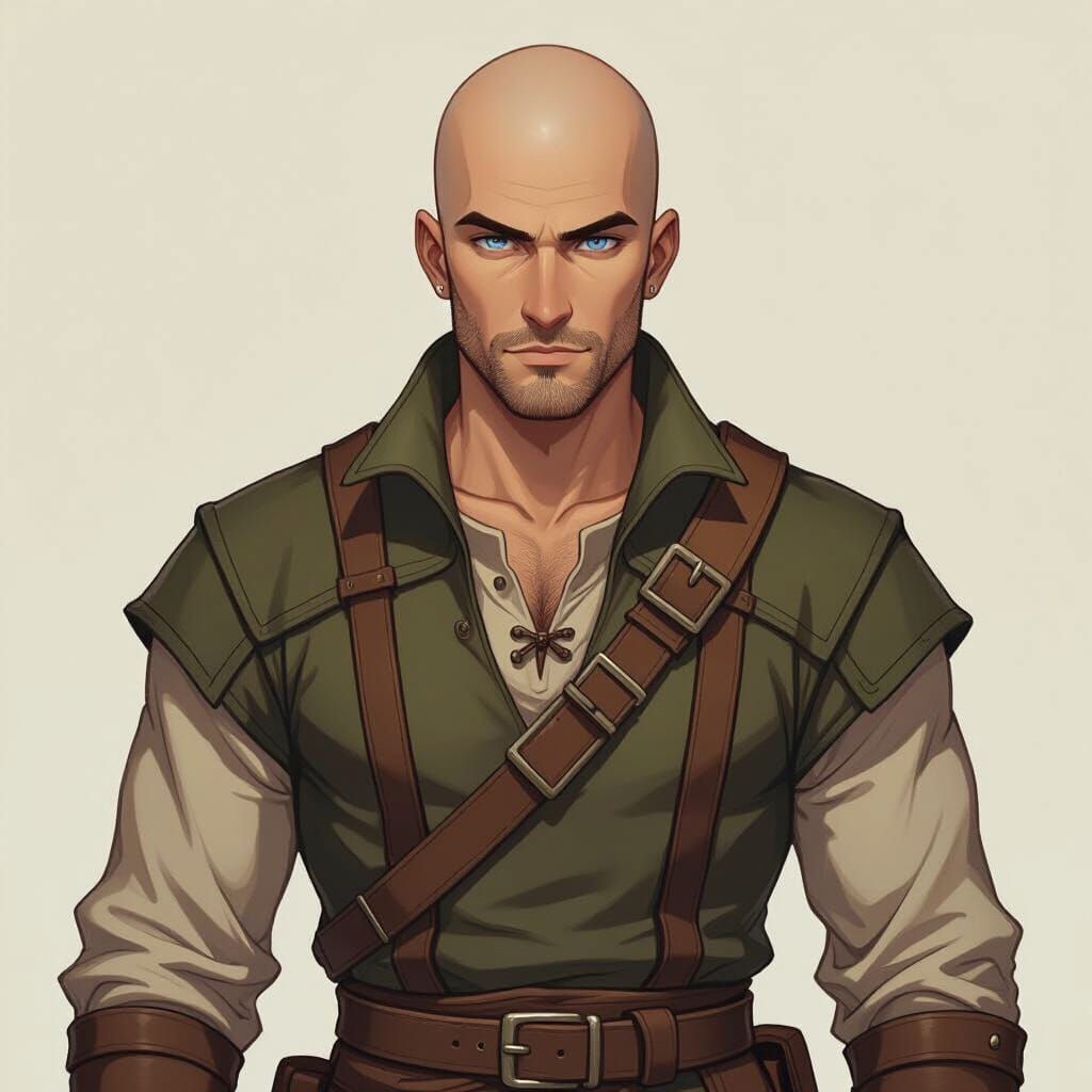 Stoic Warrior Portrait in Final Fantasy XI Style