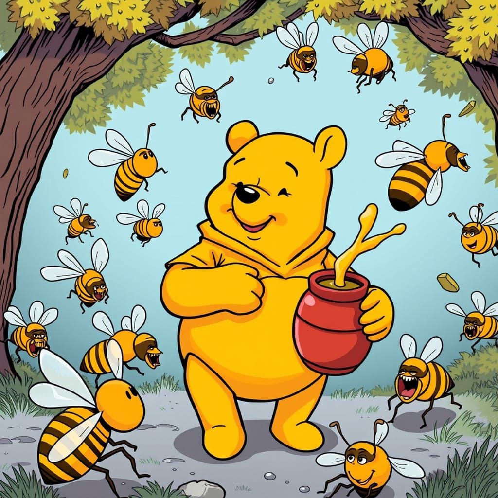 Winnie the Pooh in Vibrant Comic Book Style