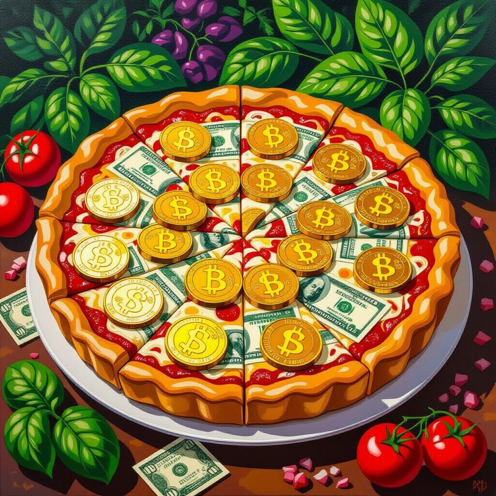 Money Pizza: A Gouache-Style Chicago Deep Dish