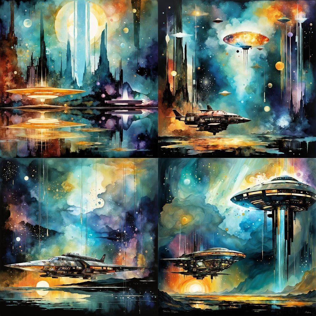 Ethereal Spaceship Lounge in Glowing Crystal Form