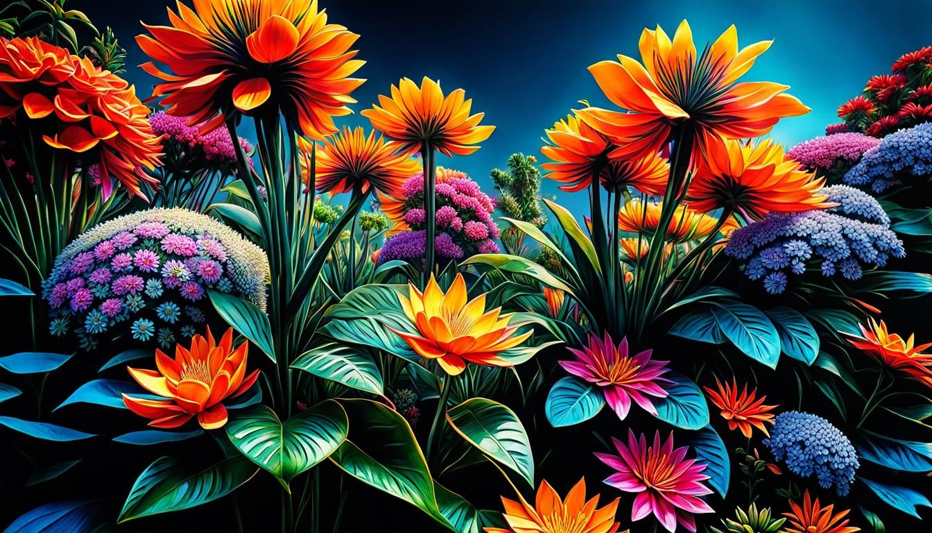 Hyperrealistic Exotic Flower Garden in High Definition