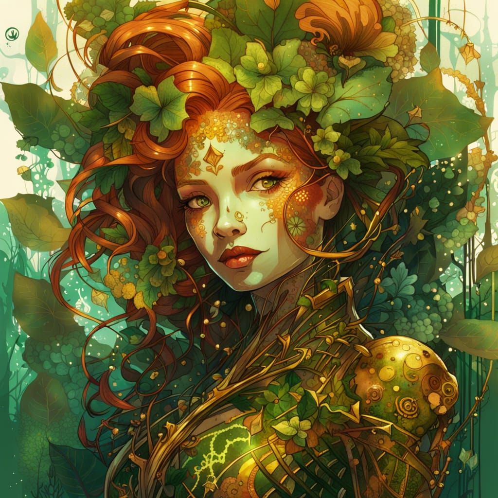 Steampunk Poison Ivy with Cybernetic Details