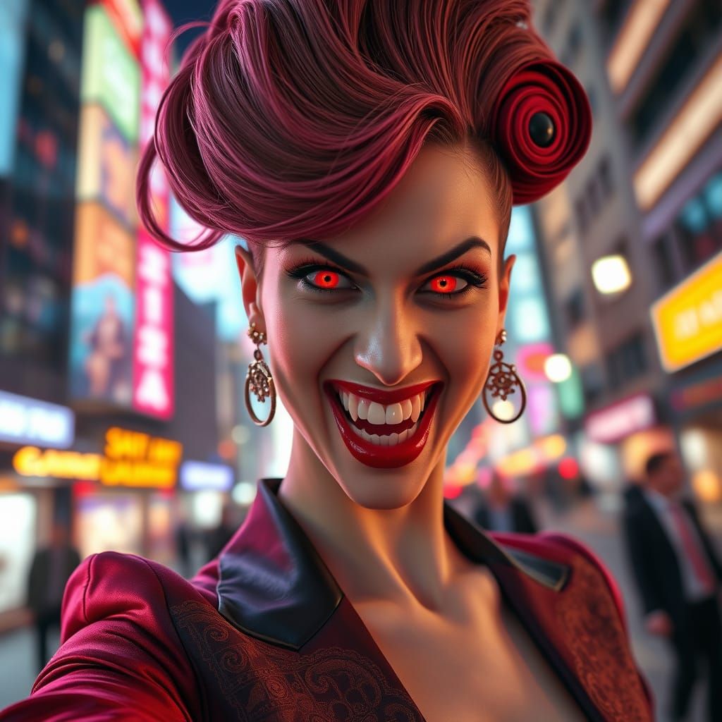 Ethereal Vampire Captured in Dark, Fashionable Portrait