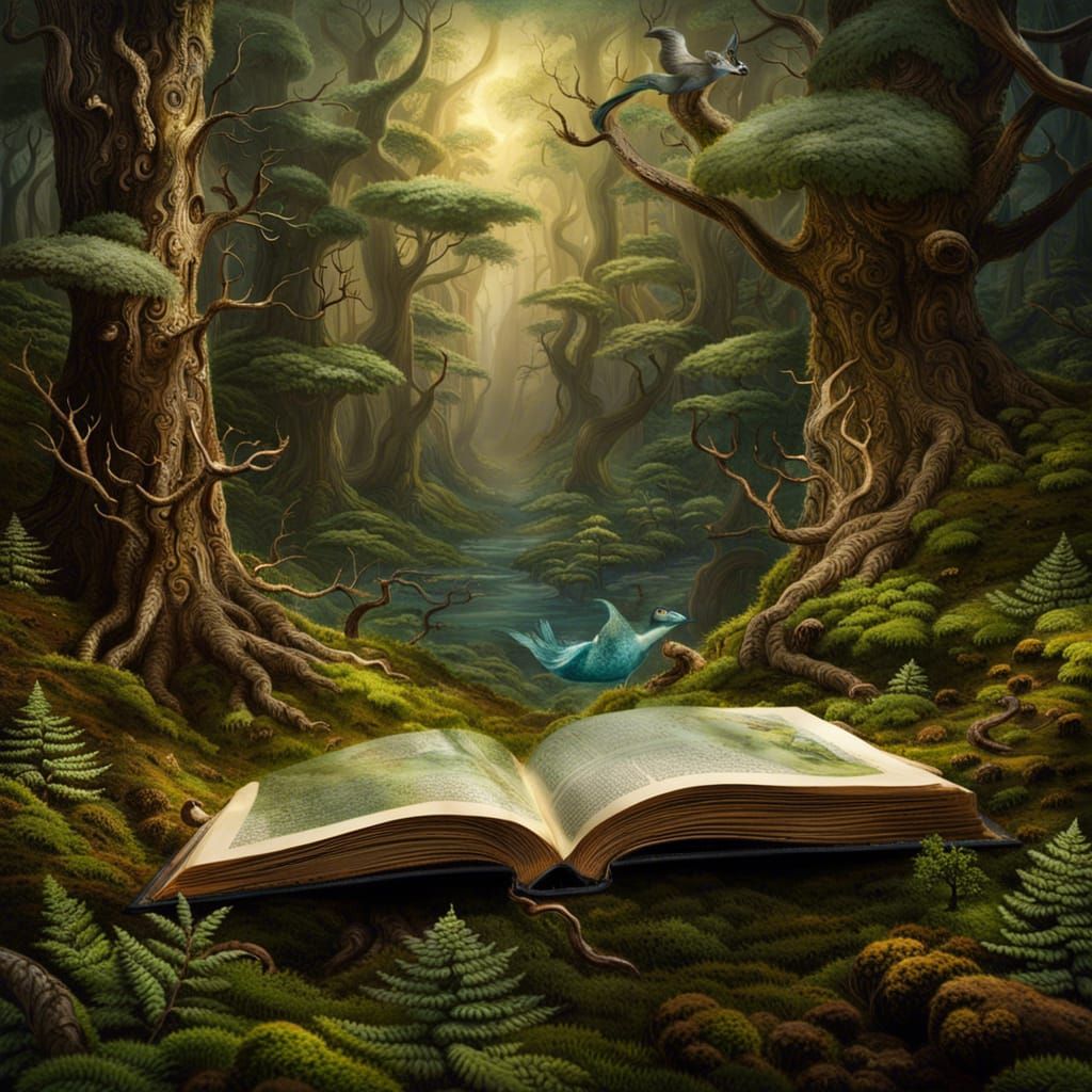 Miniature Forest Emerges from Fantasy Book in Cel-Shaded Sty...