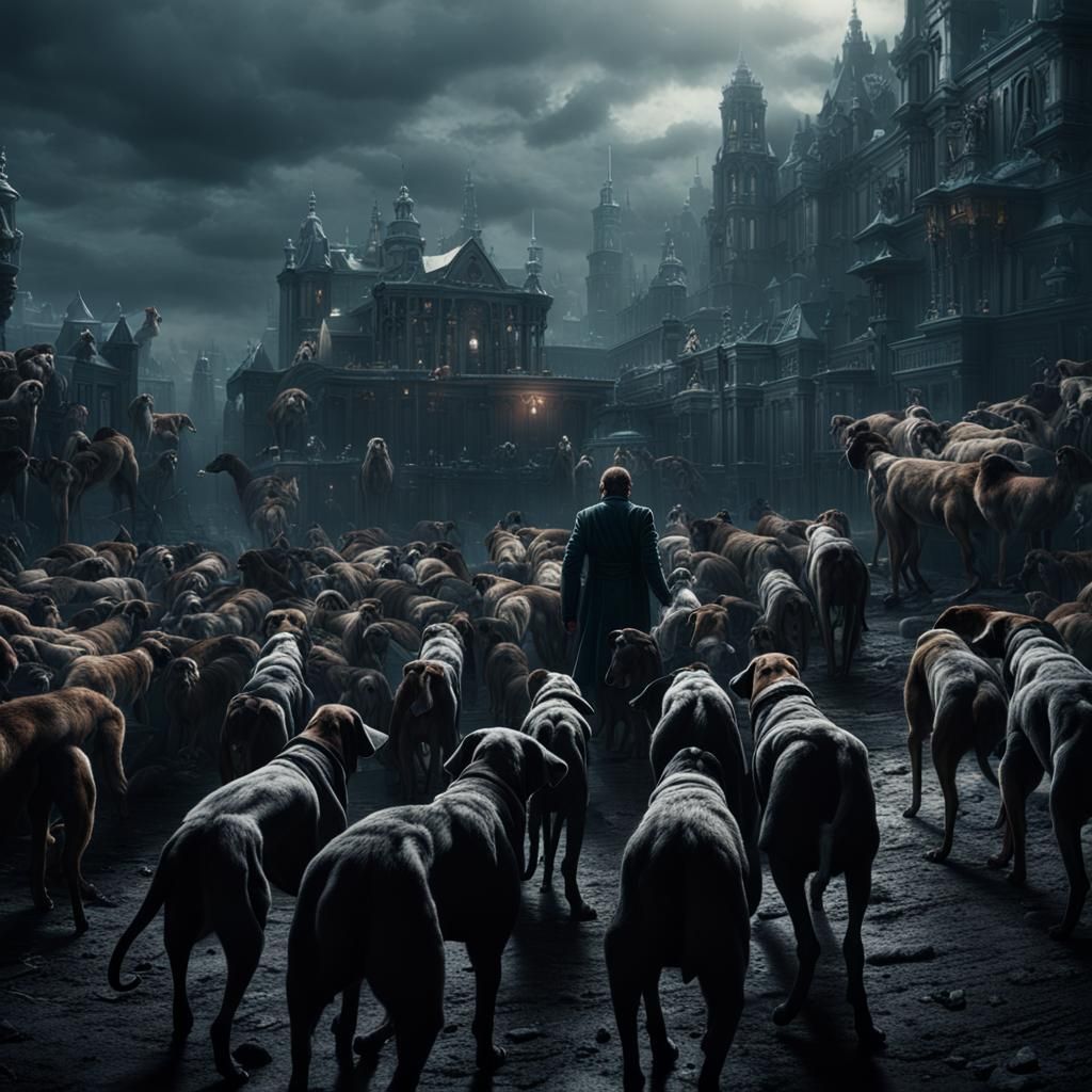 Epic Hounds in Dramatic Digital Matte Painting