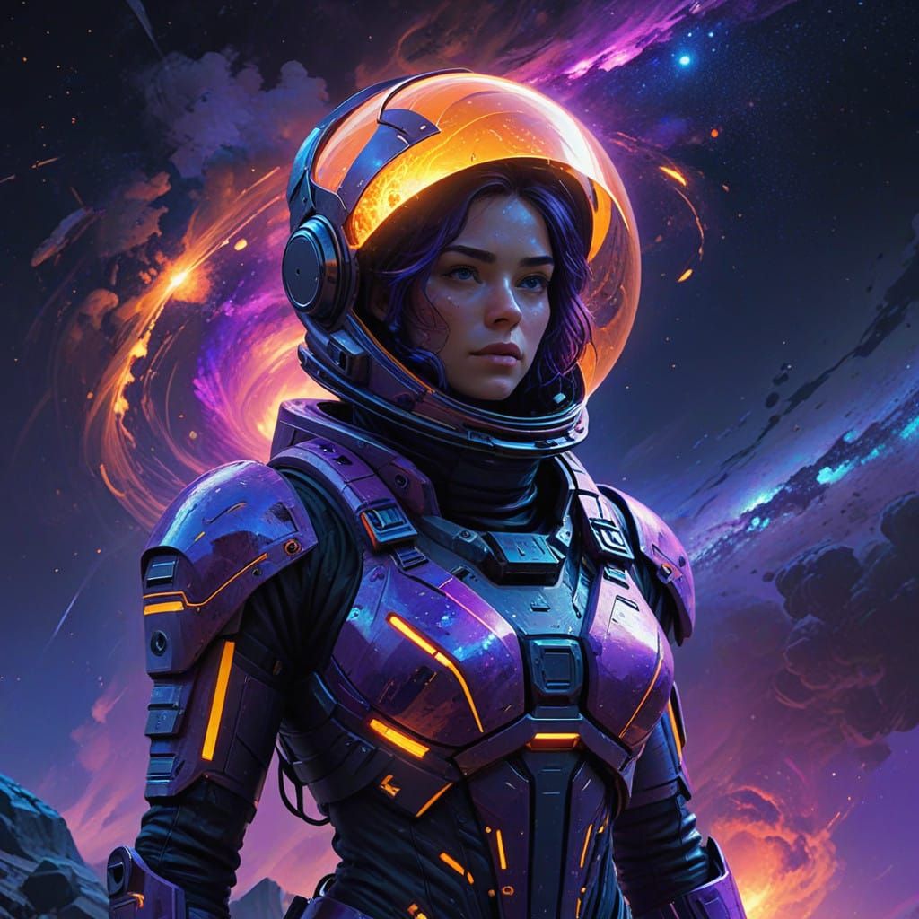 Elegant Space Explorer in a Cosmic Galaxy