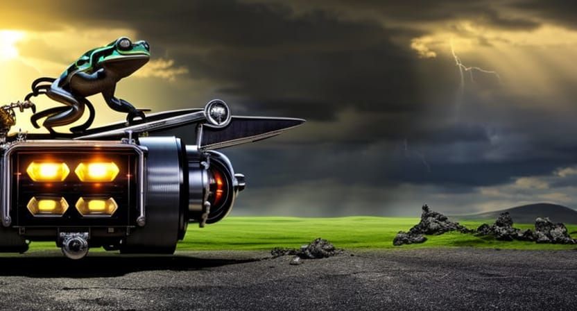 Mechanical Frog Clock in Steampunk Cyberpunk Style