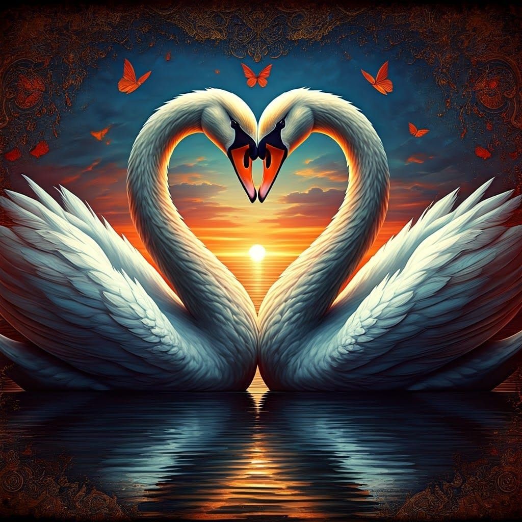 Enigmatic Swan Heart Formation on Faded Fabric