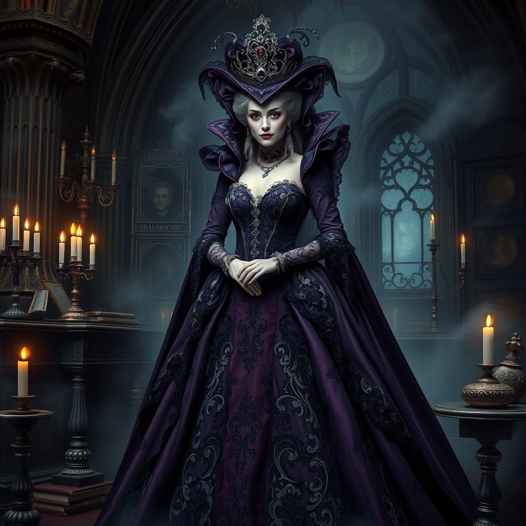 Ethereal Victorian Witch Queen in Dark Gothic Majesty