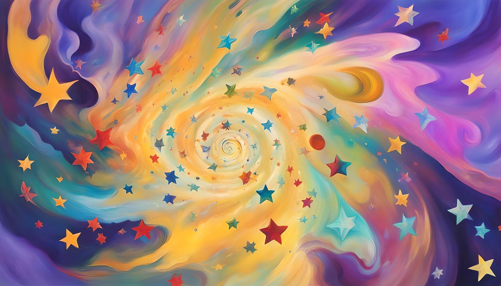 Iridescent Stars in Abstract Expressionism Style