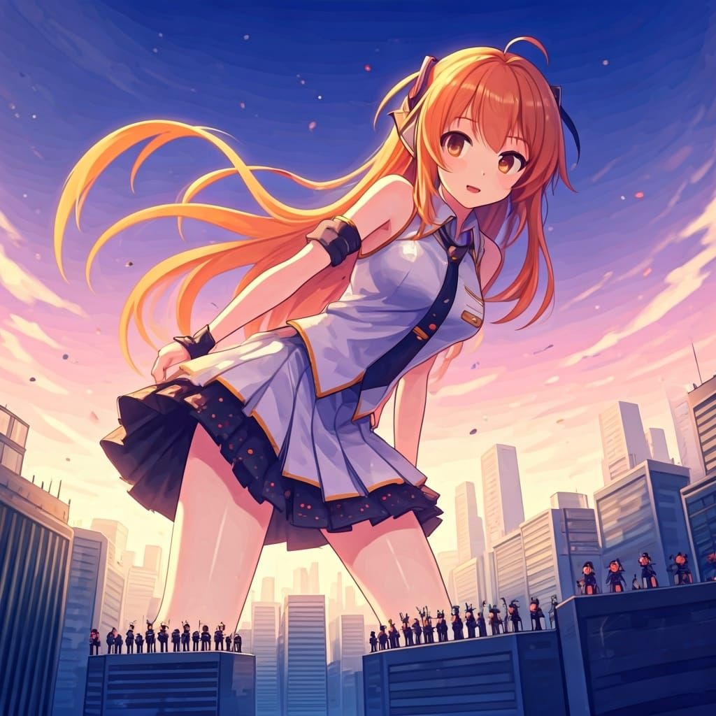 Anime Singer Giantess Dominates City Skyline