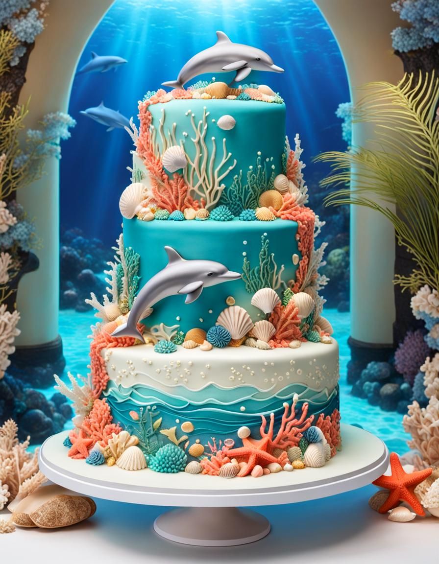 Underwater Wedding Cake with 3D Elements
