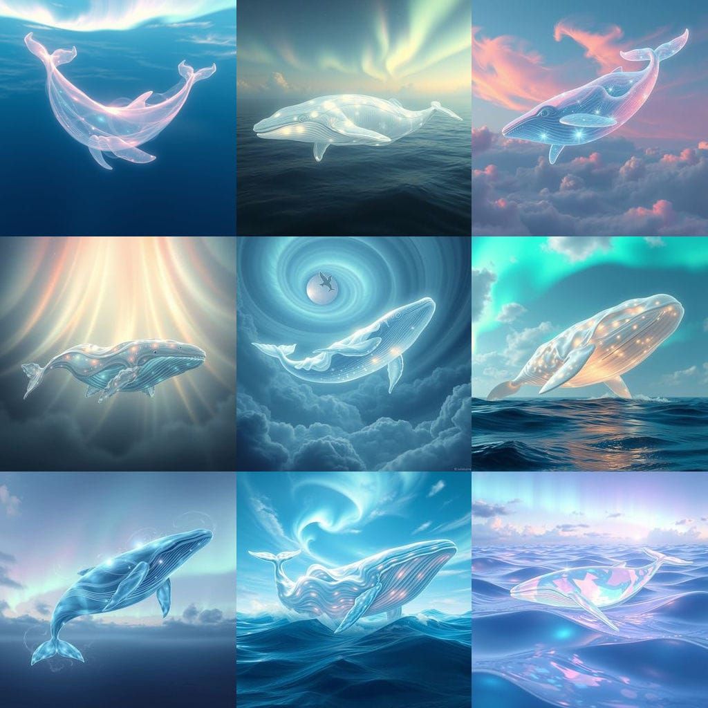 Ethereal Whale Ascends Through Celestial Waves