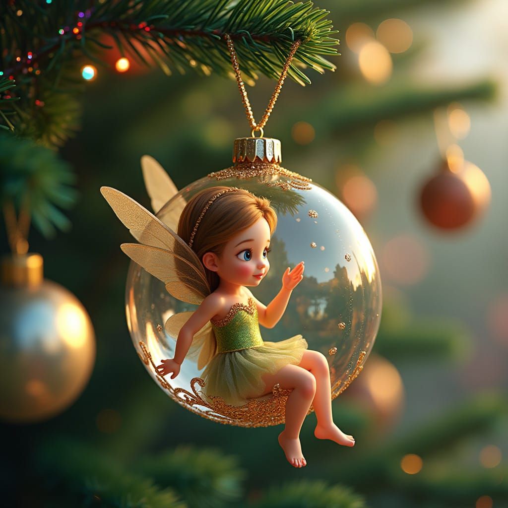 Christmas Fairy in Whimsical Reflection