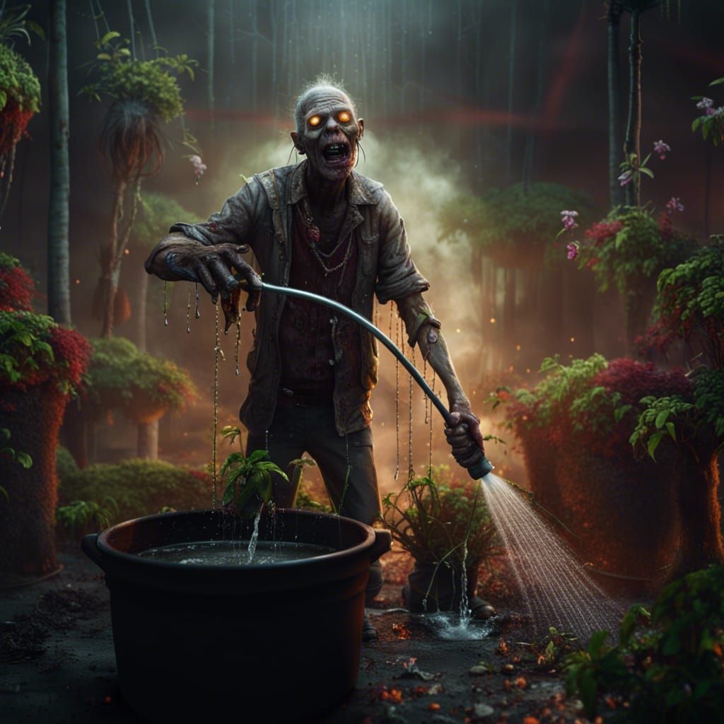 Zombie Gardener in Hell: A Digital Matte Painting