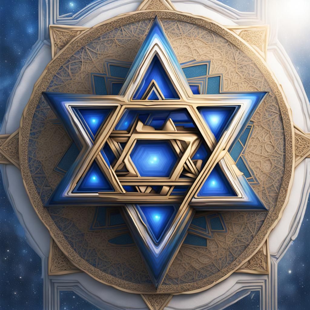 Blue Star of David on White: Sacred Art