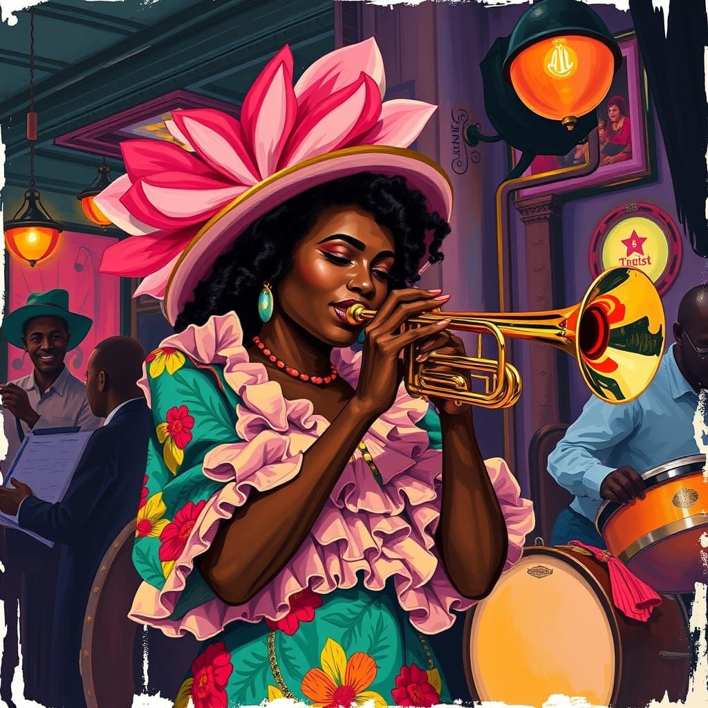 Jazz Musician in New Orleans, Expressive Brushstrokes