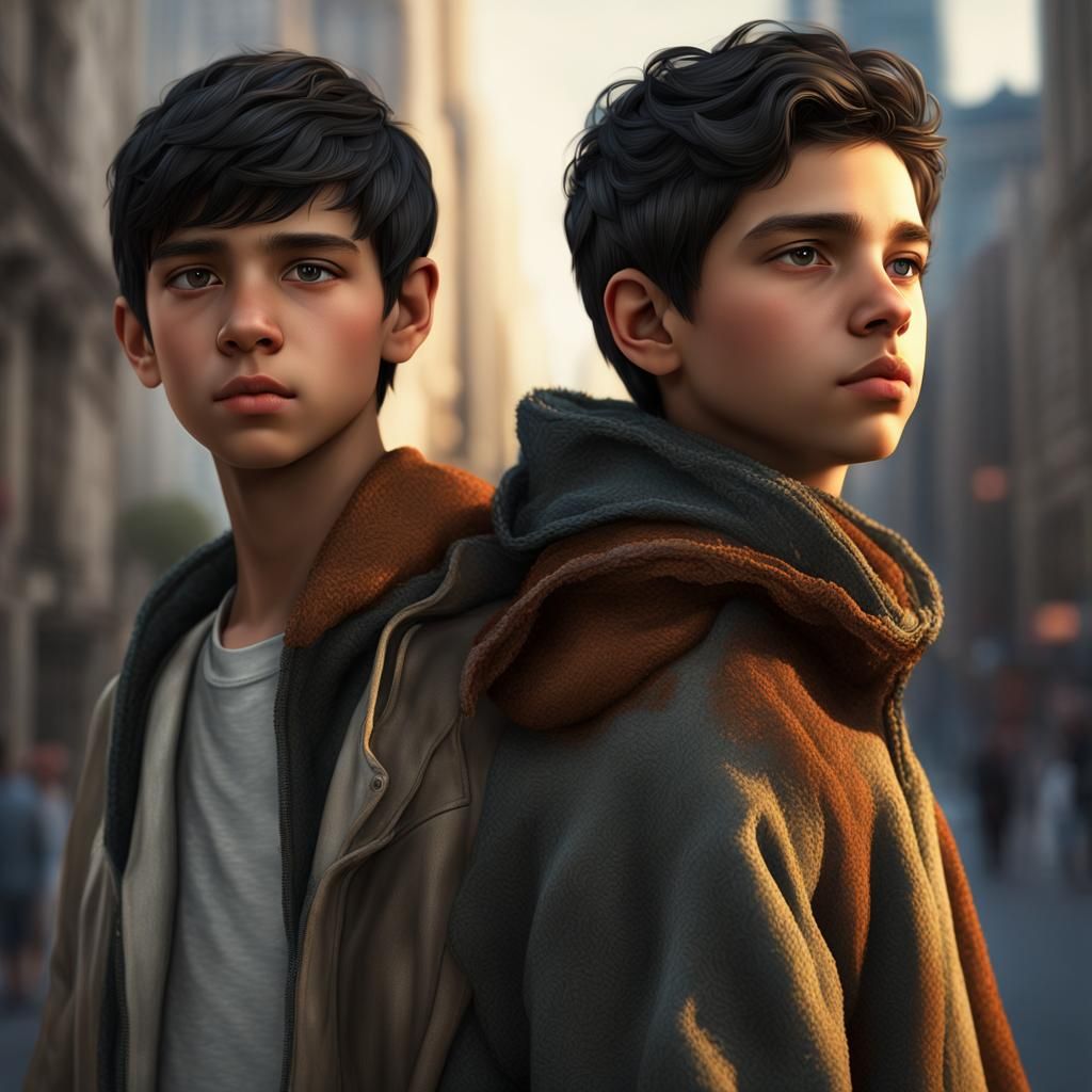 Detailed Portrait of Chubby Twins in Digital Art Style