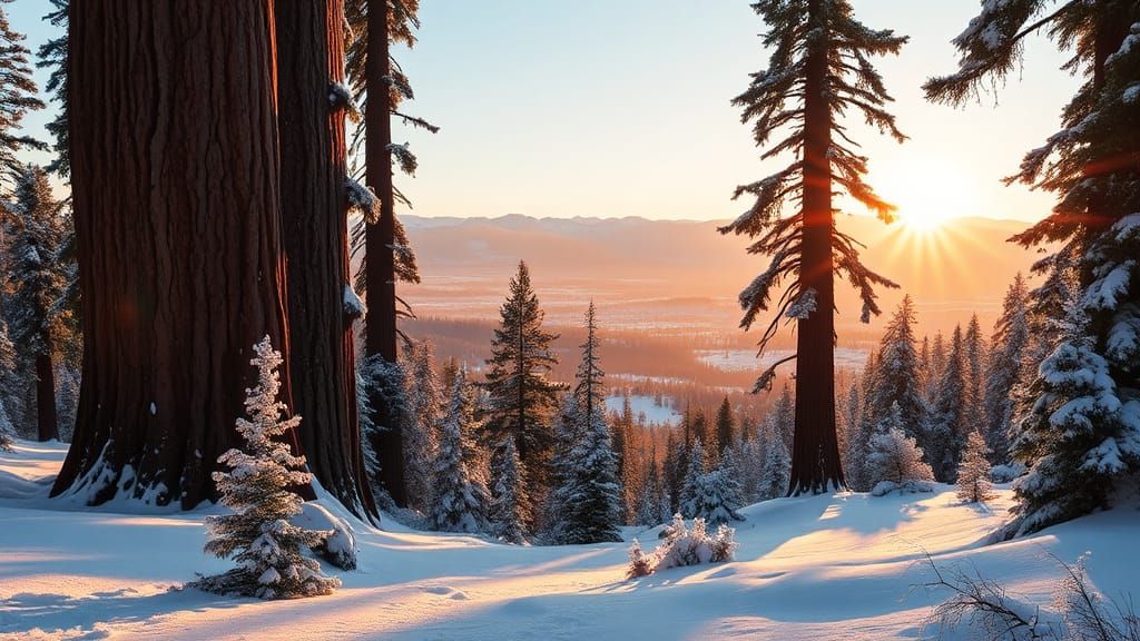 Sequoia National Park Winter Scene in Black and White