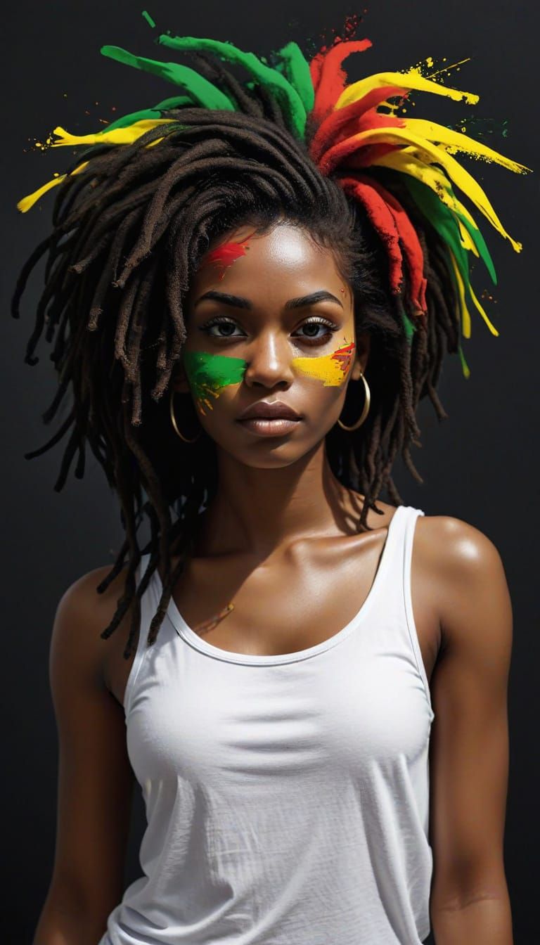 Vector Smudge Art of Rasta Girl in White