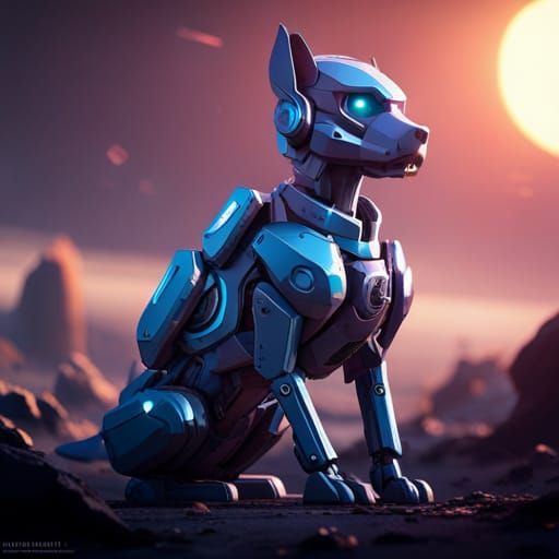 Futuristic Robot Dog with Intricate Mech Details