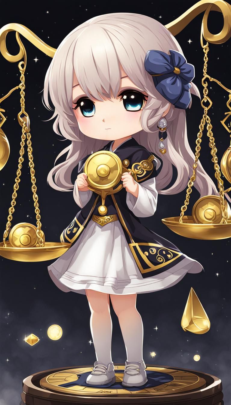 Chibi Girl with Libra Scale