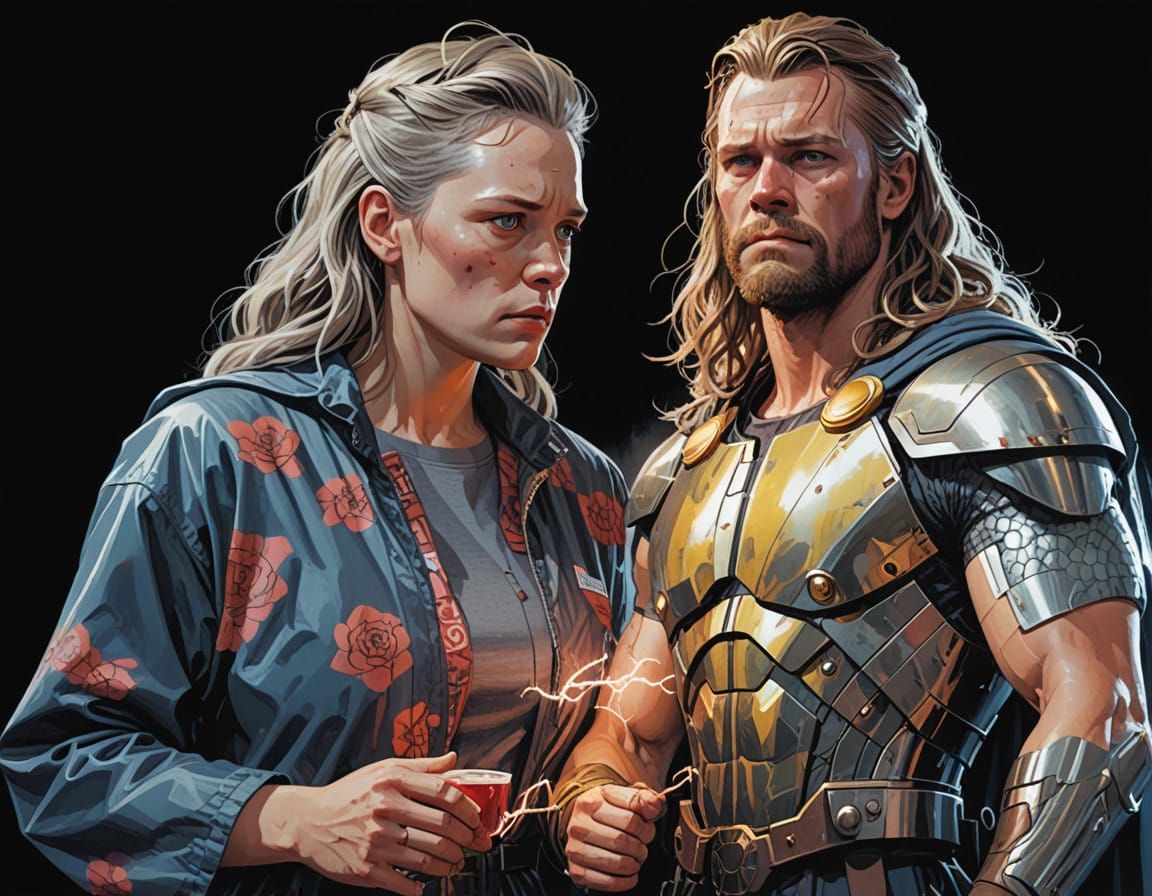 Elegant Evening Gown Couple Embracing in Thunderstorm