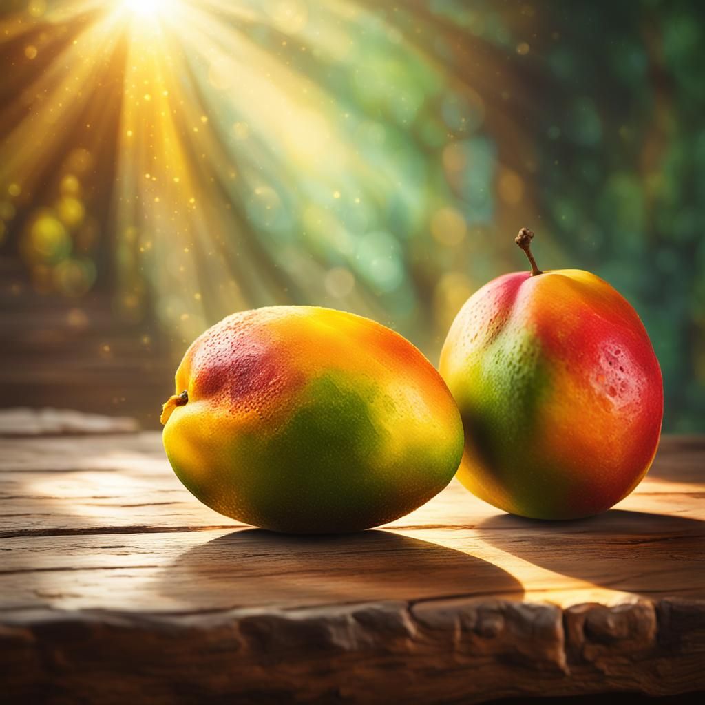 Juicy Mango in Impressionist Style with Golden Light