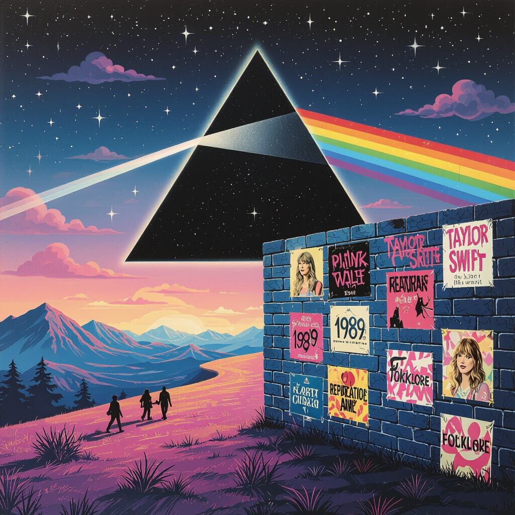 Psychedelic Landscape with Taylor Swift Eras and Pink Floyd ...