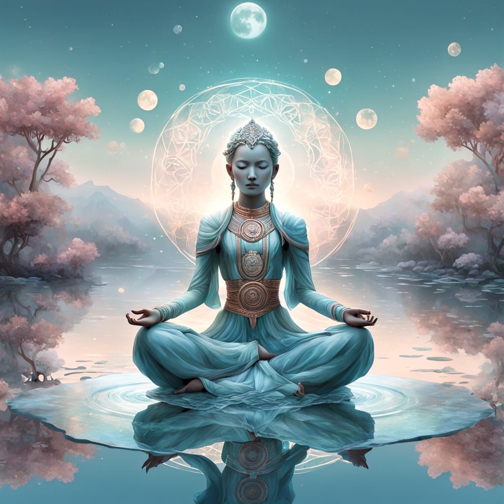 Ethereal Goddess in Serene Lagoon