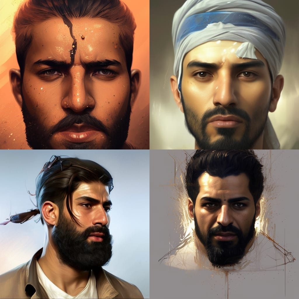 Detailed Portrait of Iraqi Man in Digital Art Style