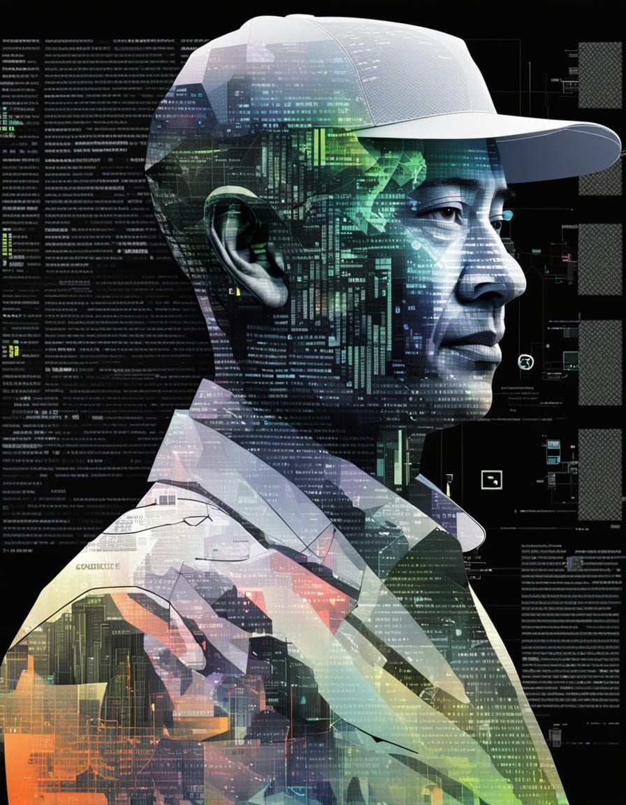 Futuristic Hologram Portrait in Cubist Style