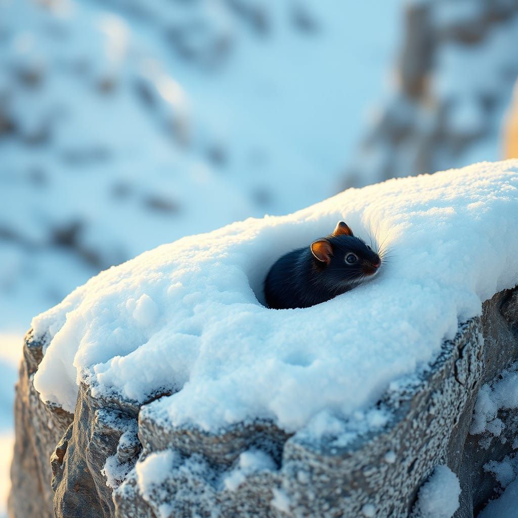 Photorealistic Winter Mouse Scene