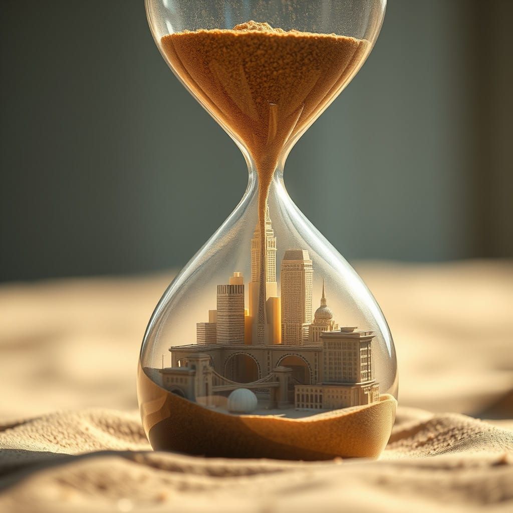 A Majestic Hourglass Timepiece Reveal a Frozen Miniature Cit...