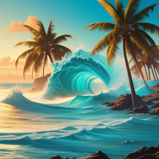 Glowing Turquoise Waters on Tropical Beach