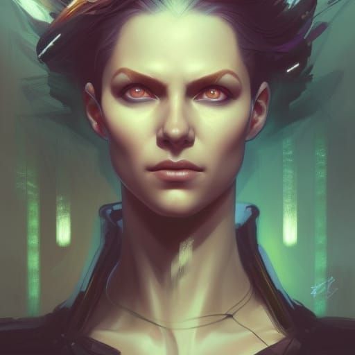 Cyberpunk Fairy Queen Portrait in Dystopian Style