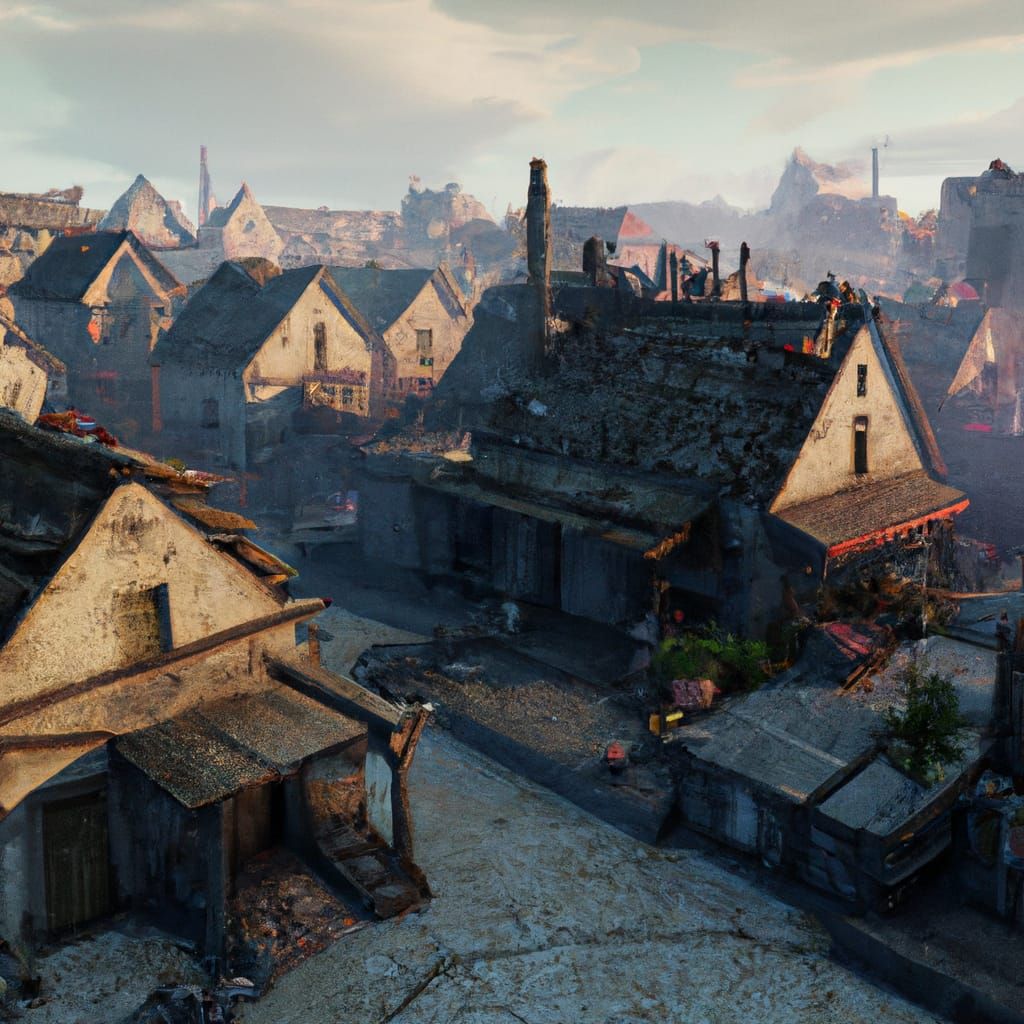 Dark Fantasy Village Concept Art in 8K Resolution