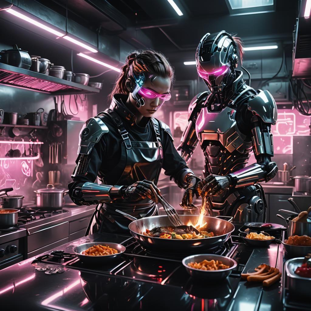Cyborg Cooking in Cyberpunk Kitchen