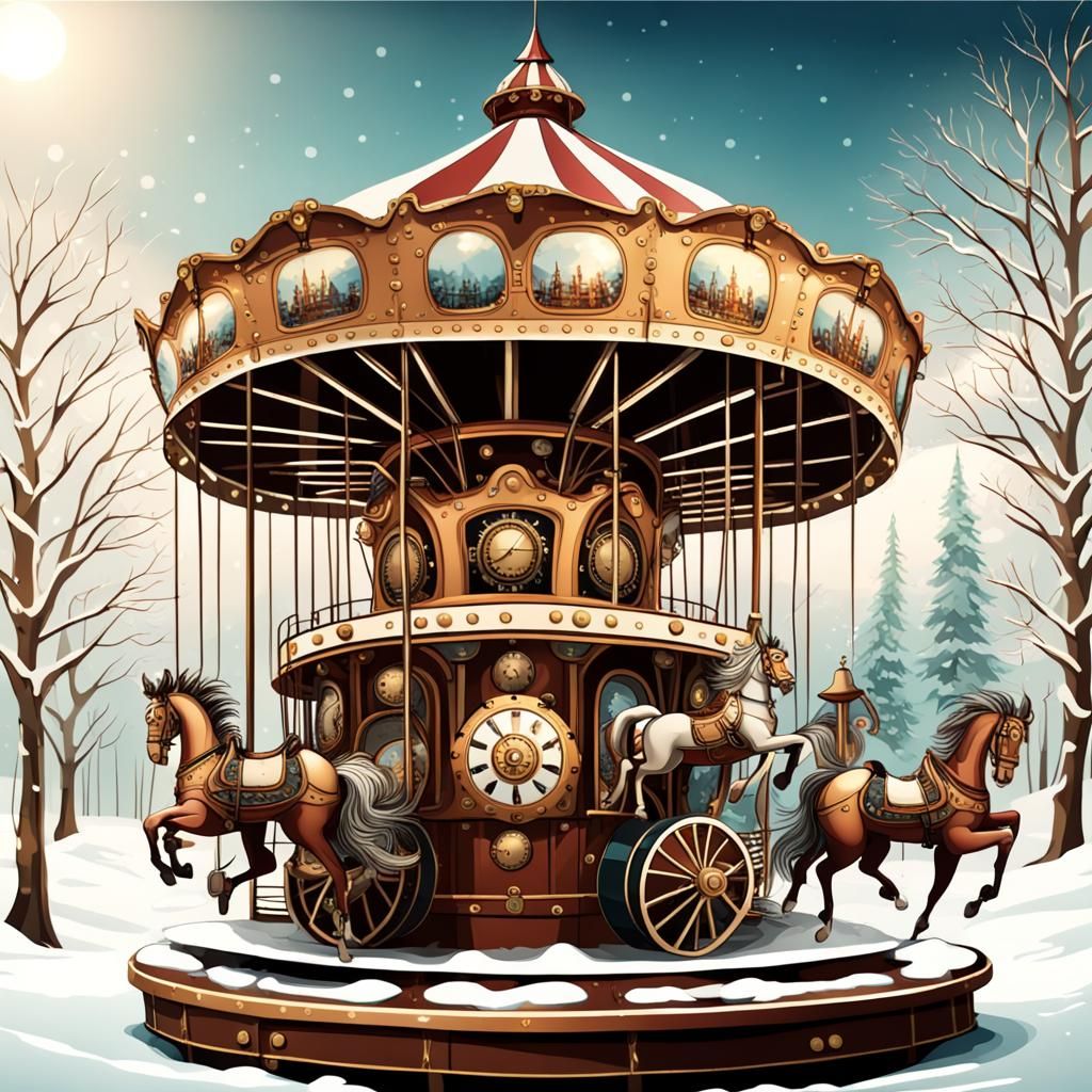 Steampunk Carousel at Winter Carnival