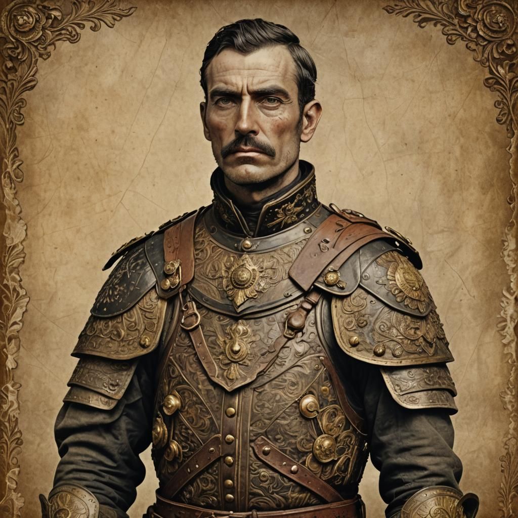 Victorian Soldier Portrait in Sepia Ink