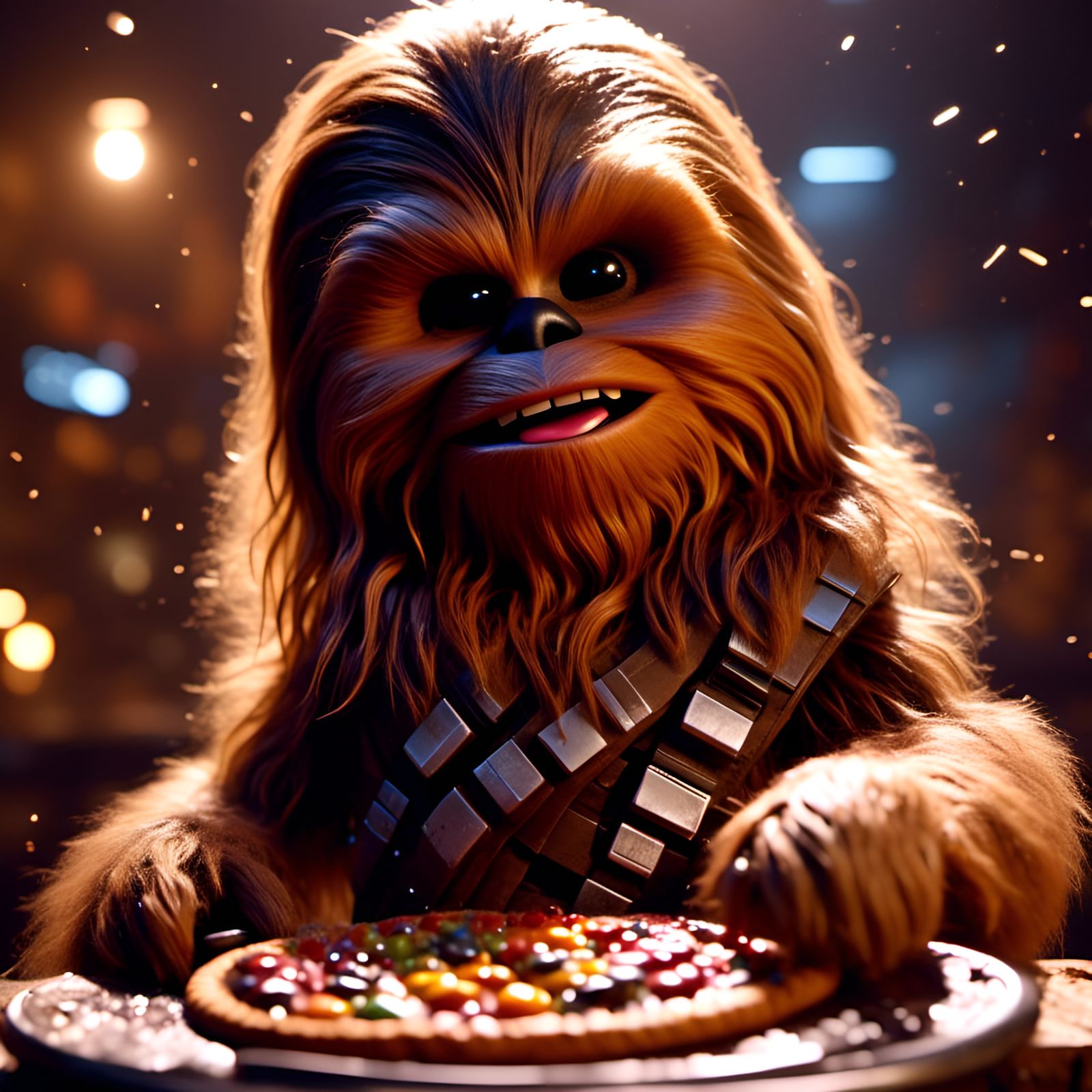 Adorable Chewbacca Holding a Giant Cookie