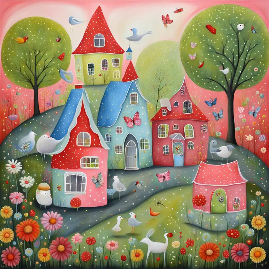 Enchanting Fairy Tale Scene as Colorful Painting