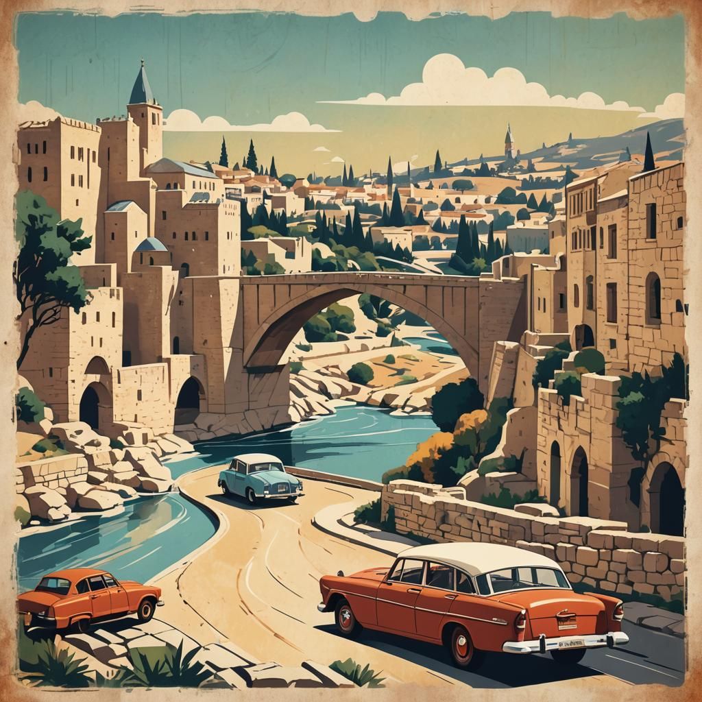 Jerusalem Travel Poster in Art Deco Style