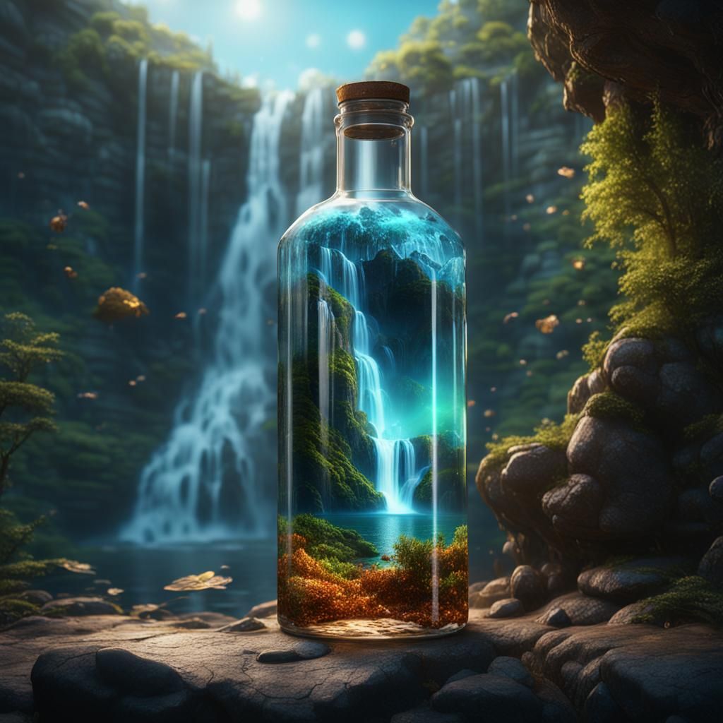 Waterfall in a Bottle: Detailed Matte Painting