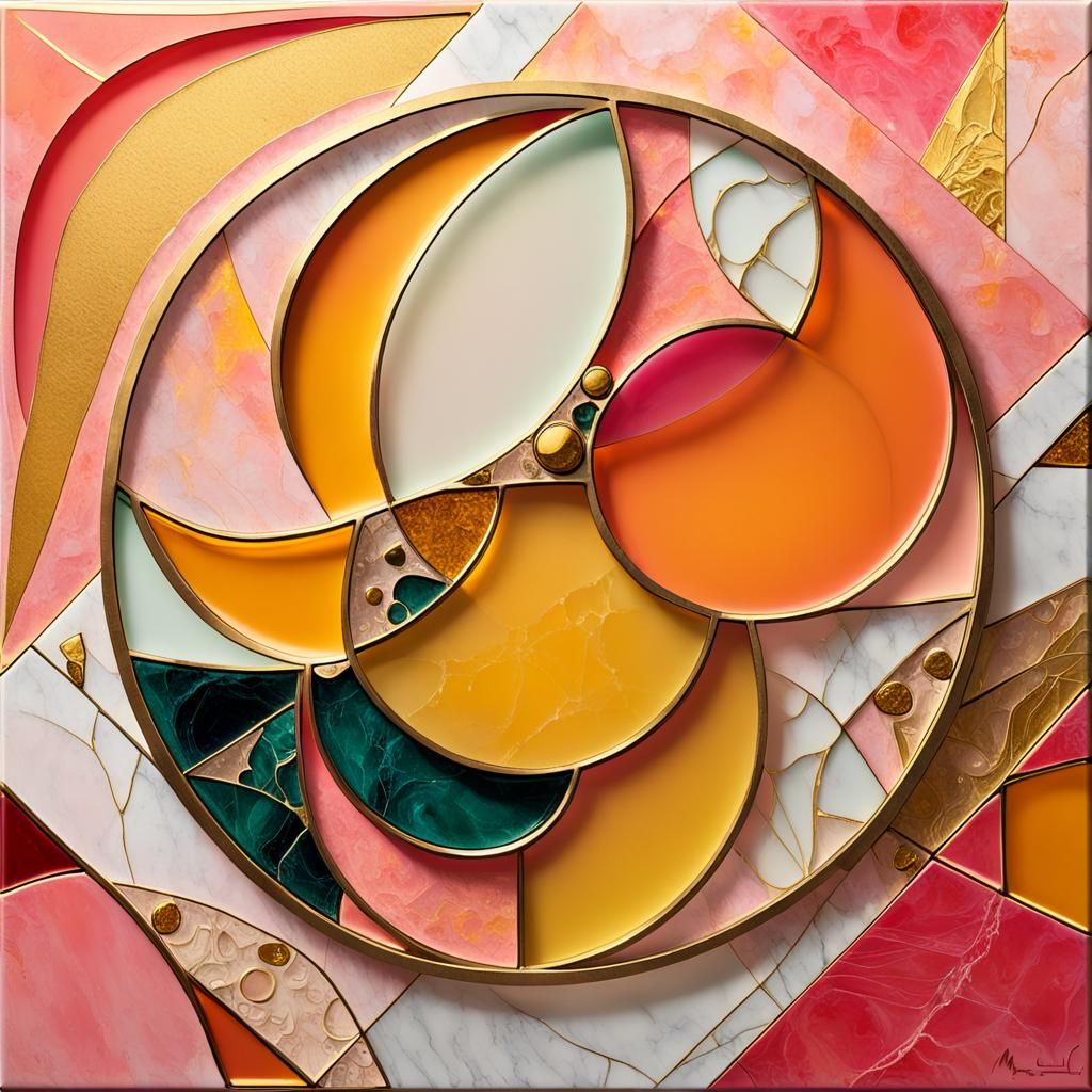 Abstract Marble and Gold Art Deco Photograph