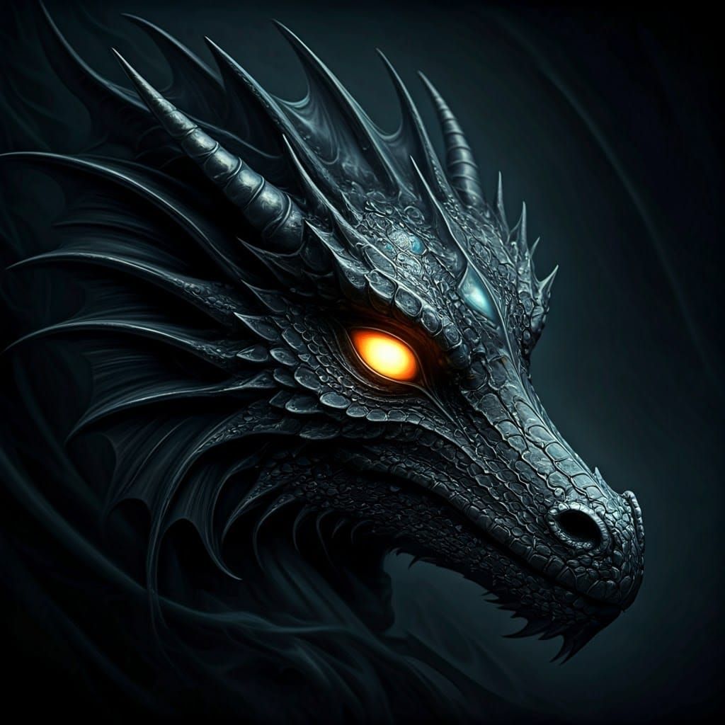 Ethereal Black Dragon Masquerade Mask