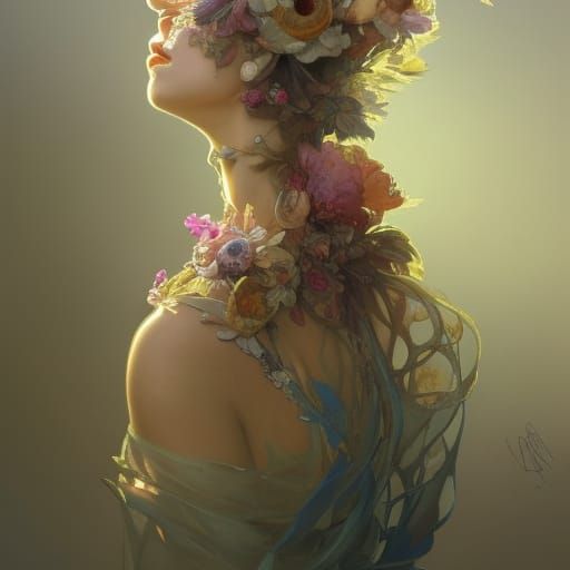 Blooming Spine: Medical Art Nouveau Portrait